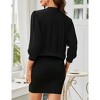 Womens Cardigan Sweater Puff Sleeve Ribbed Side Pleated Cropped Cardigan - 2 of 4