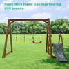 Wood Swing Set w/Slide,Wood Swing Set for Backyard, 2 in 1 Outdoor Swing Set with Slide, Climbing Rope Ladder Kids Backyard Playset - 2 of 4