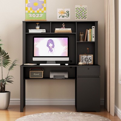 CENGHU Computer Desk with Hutch & Bookshelf, Executive Design for Teens and Home Office, Includes Drawers, AC Outlets, and USB Charging Ports
