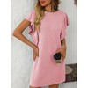 Women Summer T Shirt Dress Ruched Sleeve Crew Neck Loose Mini Dress Basic Casual Dresses - 2 of 4