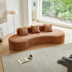 109'' Velvet Curved Modular 5-Seater Sectional Sofa with Toss Pillows and Easy Assembly - 1 of 4