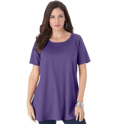 Roaman's Women's Plus Size Swing Ultimate Tee With Keyhole Back