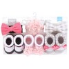 Hudson Baby Infant Girl Headband and Socks Giftset, Pink Charcoal, One Size - 2 of 4