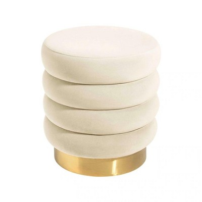 UNISOAR Velvet Ottoman with Gold Finish Stainless Steel Base