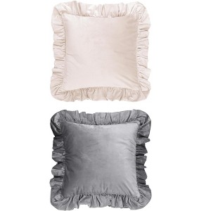 REGALWOVEN 2 Pcs Scalloped Trim Outdoor Throw Pillow Covers for Sofa Living Room Home Decor - 1 of 4