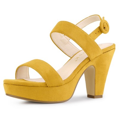 Allegra K Women's Slingback Platform Chunky High Heel Adjustable Buckle Strap Sandals