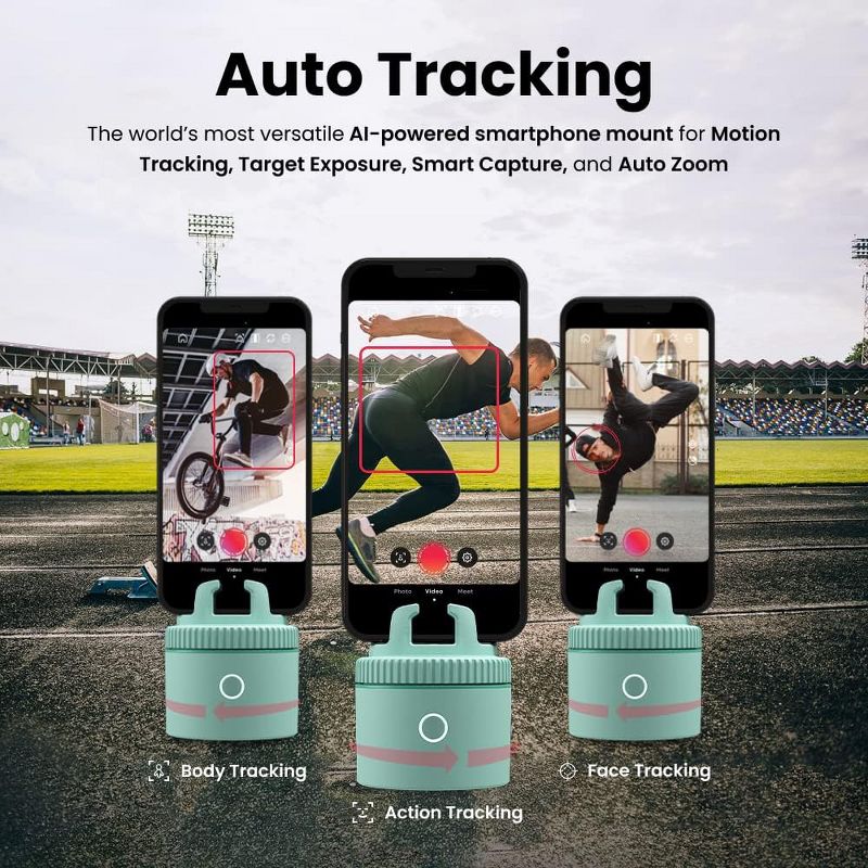Pivo Pod Lite Auto Face Tracking Phone Holder, 360° Rotation, Handsfree Video Recording - Green, 2 of 5