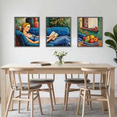 Elegant Black Triptych: Aluminum Frames, 30x40cm, Contemporary Wall Decor