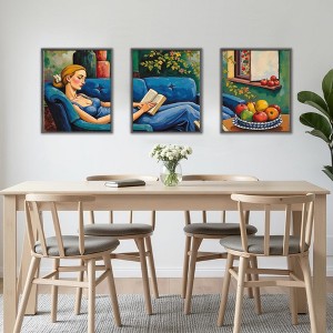 Elegant Black Triptych: Aluminum Frames, 30x40cm, Contemporary Wall Decor - 1 of 4