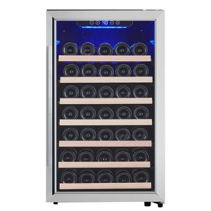 20 Inch Wine Fridge, 52 Bottle Wine Cooler Refrigerator, 40-66¡ãF Wine Refrigerator with Glass Door, Blue LED Light Wine Fridge - 1 of 4