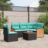 vidaXL 6 Piece Patio Sofa Set with Cushions Black Poly Rattan - 2 of 4