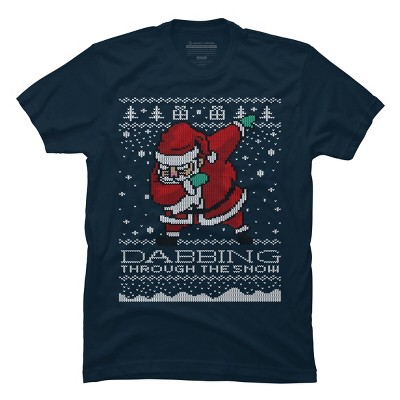 Men's Design By Humans Dabbing Through The Snow Santa Shirt Ugly Christmas Sweater By vomaria T-Shirt