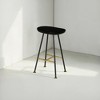 Royal Hampton 24" Backless Barstool with Handcrafted Mango Wood Saddle Seat | PVD Coating | Gold Footrest | Iron Legs - 3 of 4