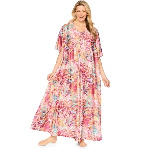 Only Necessities Women's Plus Size Sweeping Printed Lounger - 1 of 4