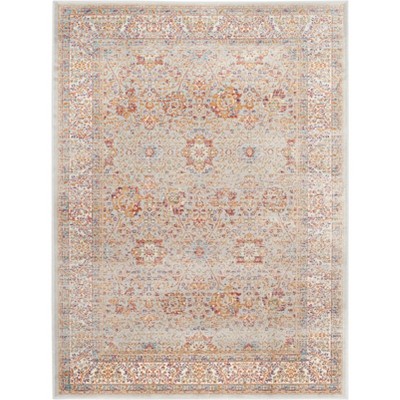 Ivory and Silver Rectangular Viscose Area Rug