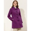 Allegra K Women's Collar Long Sleeve Single Breasted Winter Long Coat - 2 of 4