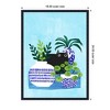 Kate and Laurel Framed Canvas Wall Art Print Blue Pots by Planet Cat, 18 x 24 Sylvie Beaded Black Frame, Whimsical, Animal Art for Wall Decor - 2 of 4
