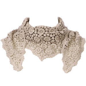 INSPIRE CHIC Women's Floral Cotton Crochet Mantilla Little Shawl Cape Head Covering Veil Scarves 1Pc - 1 of 4