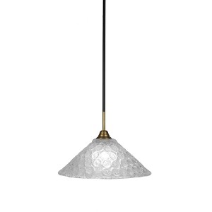 Toltec Lighting Paramount 1 - Light Pendant in  Matte Black/Brass with 16" Italian Bubble Shade - 1 of 1