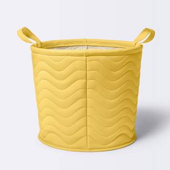 Quilted Fabric Large Round Storage  Basket - Yellow - Cloud Island™