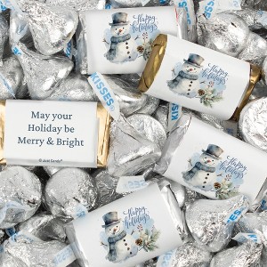 Happy Holidays Party Chocolate Candy Mix Assorted Miniatures & Foiled Chocolate Kisses - Snowman - 1 of 4