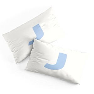 Deny Designs King April Lane Art Block Blue Monogram J Microfiber Printed Pillow Sham - 1 of 3