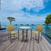 Four Seasons Courtyard Amalfi 3 Piece Woven Powder Coated Steel Outdoor Patio Dining Set, Includes 1 Table and 2 Chairs, Beige - 4 of 4