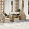 vidaXL 6 Piece Patio Sofa Set with Cushions - Beige and Cream - 2 of 4