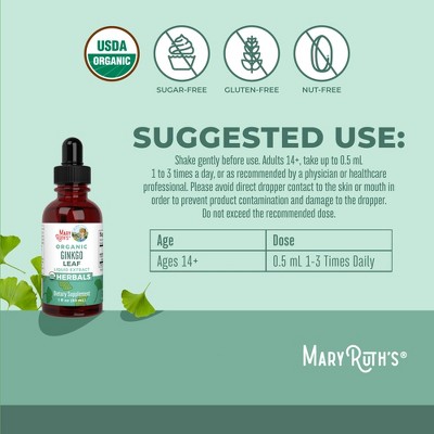 MaryRuth's Organic Ginkgo Leaf Liquid Extract, Alcohol-Free, 1 oz
