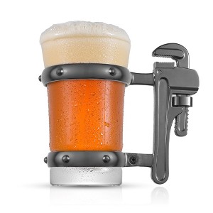 JoyJolt Pipe Wrench Handle Beer Glass Mug - Novelty Pint Glass Craft Beer Mug - 17 oz - 1 of 4