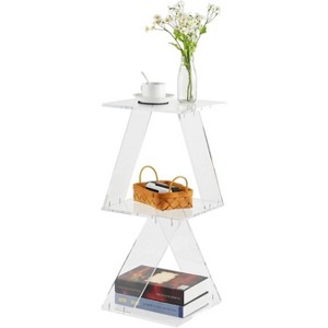 Acrylic Ladder Bookshelf,11.8*11.8*27.4in,3-Tier Clear Wall Mounted Book Shelf for Small Spaces,Multipurpose Bookcase for Living Room,Bathroom,Office - 1 of 4