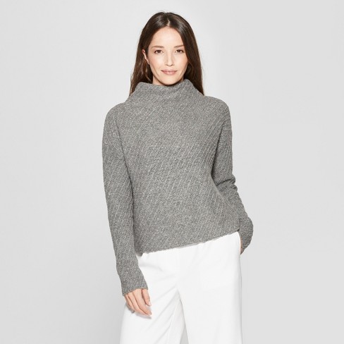 Women s Long Sleeve Textured Mock Neck Pullover Sweater 