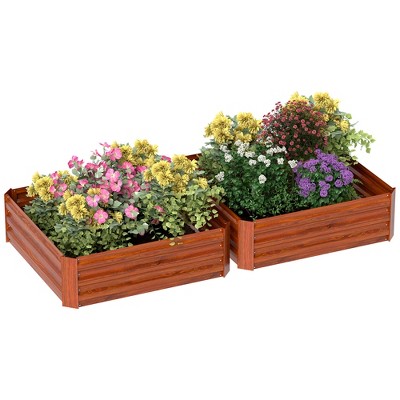 Outsunny 2-Piece Galvanized Raised Garden Bed Box Planter Raised Beds with Steel Frame for Vegetables, Flowers, and Herbs