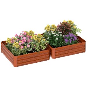 Outsunny 2-Piece Galvanized Raised Garden Bed Box Planter Raised Beds with Steel Frame for Vegetables, Flowers, and Herbs - 1 of 4