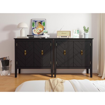 Sideboard Buffet Cabinet Large Storage Sideboard Cabinet Accent Cabinet 2 Doors with Hard Wood Feet Organizer