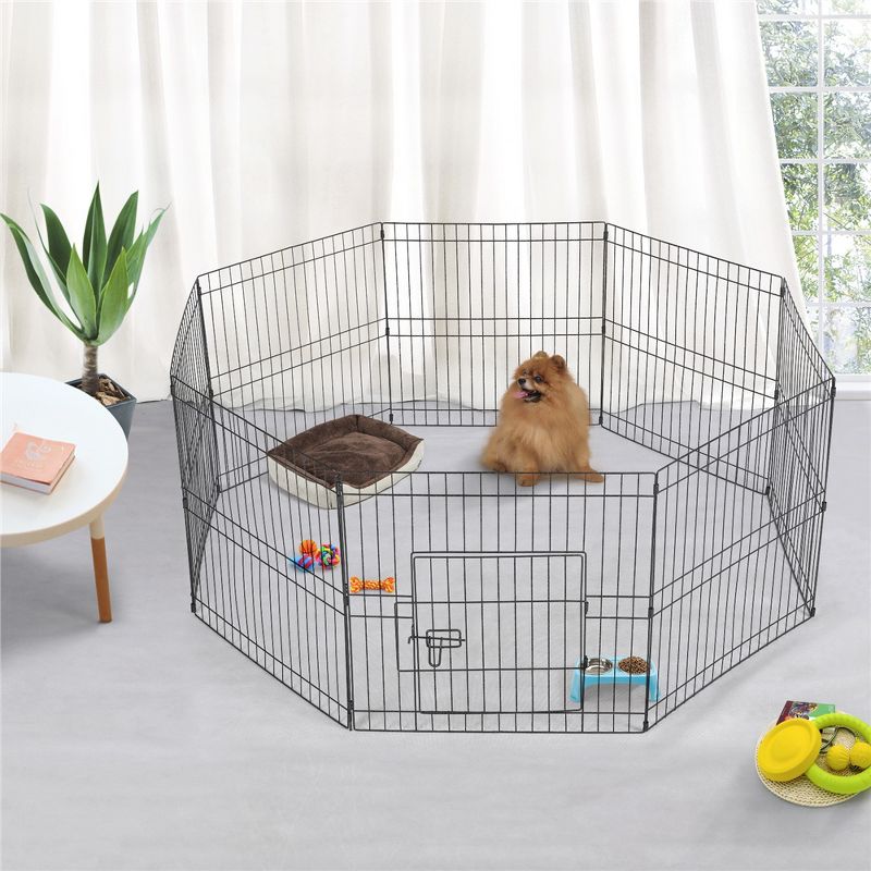 Yaheetech 24"H 8-Panel Metal Dog Playpen for Puppy, 3 of 9