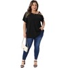 Women's Plus Size Criss Cross Off One Shoulder Short Sleeve Boat Neck Summer Casual Blouses - Agnes Orinda - 3 of 4