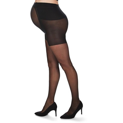 Memoi Women s 12 Denier Sheer Maternity Pantyhose With Extra Large Waist Target