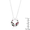 Slickblue Holiday Wreath Pendant Necklace for Women, Rhodium Plated, Multicolor/Clear Crystals, Bezel Setting, 16” Chain - 2 of 2