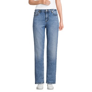 Lands' End Women's Soft Denim Mid Rise Boyfriend Jeans - 1 of 4