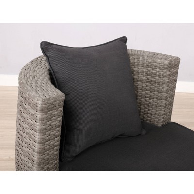 Gray All-Weather Wicker Outdoor Bistro Set with Cushions