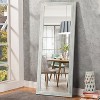 MAYEERTY Full Length Mirror Solid Wood Brushed Washed White 64x21in with Stand Tempered Glass - 2 of 4