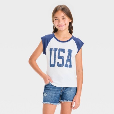 Girls' Raglan Cap Sleeve Graphic T-Shirt - art class™