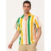 Lars Amadeus Men's Short Sleeve Button Down Summer Beach Vertical Striped Shirts - 3 of 4
