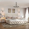 Homhougo Full Size Bed Frame with 4 Storage Drawers, Upholstered Platform Bed Frame with Adjustable Headboard, Diamond Stitched Button Tufted, Grey - 3 of 4