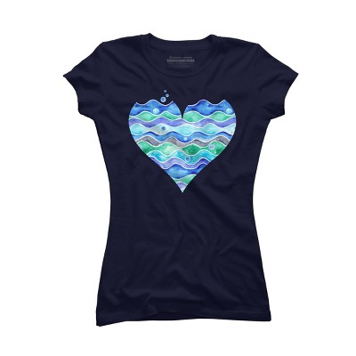 Junior's Design By Humans A Sea of Love (white) By Timone T-Shirt