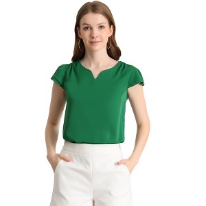 INSPIRE CHIC Women's Work Business Casual Plain Cap Sleeve Blouse - 1 of 4