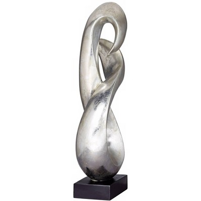 Silver Resin Infinity Sculpture with Black Stand