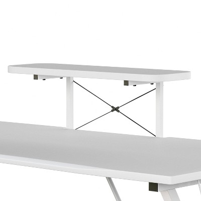 Elevate White Laminate Gaming Desk with Cup Holder & Headset Hook