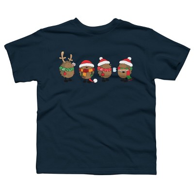 Boy's Design By Humans Christmas hedgehogs By Mangulica T-Shirt
